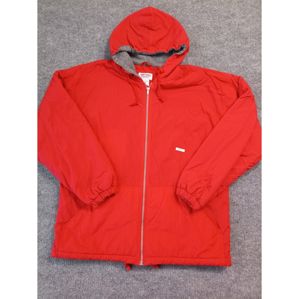 Vintage Hartwell Sports Red Hooded Jacket Mens Medium Full Zip USA Made